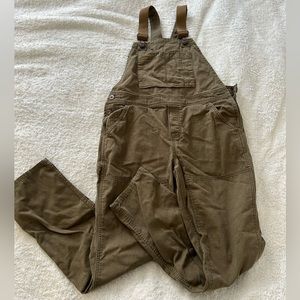 REI women’s canvas overalls, green size 8